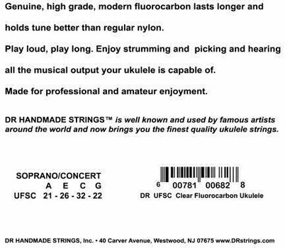 Strings for soprano ukulele DR Strings Moonbeams Ukulele Clear Fluorocarbon String Set Soprano & Concert - 2