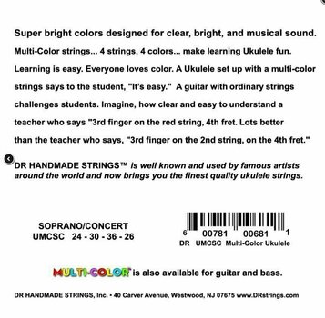Cordes pour ukulélé soprano DR Strings Multi-Color Ukulele String Set Sopran & Concert High-G - 4