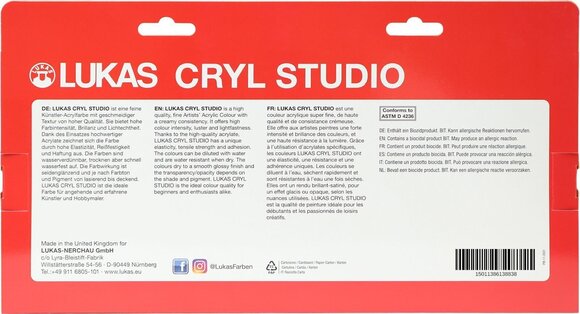 Acrylfarbe Lukas Cryl Studio Set Acrylfarben Mix 1 9 x 100 ml - 3