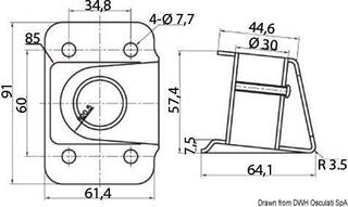 Příslušenství k nafukovacím člunům Osculati Stanchion socket polished SS 4° 25 mm Příslušenství k nafukovacím člunům - 1