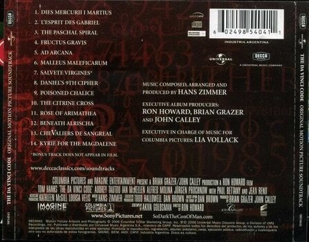 CD диск Hans Zimmer - Da Vinci Code (CD) - 3