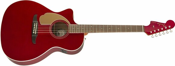 Jumbo elektro-akoestische gitaar Fender Newporter California Player LH Candy Apple Red - 4