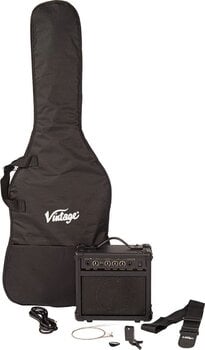 Electric guitar Vintage V10 Coaster Pack Gloss Black Electric guitar - 11