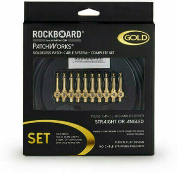 Verbindingskabel / patchkabel RockBoard PatchWorks Solderless SET Goud 3 m Recht - Gebogen - 7