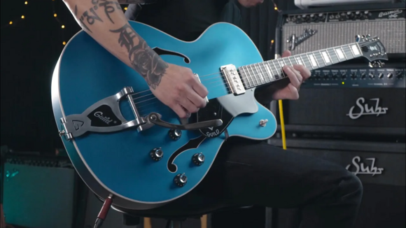 Gitara semi-akustyczna Guild X-175 Manhattan Special Malibu Blue Gitara semi-akustyczna - 7