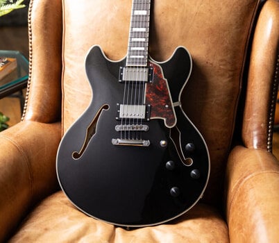 Semi-akoestische gitaar D'Angelico Premier DC Solid Black Semi-akoestische gitaar - 8