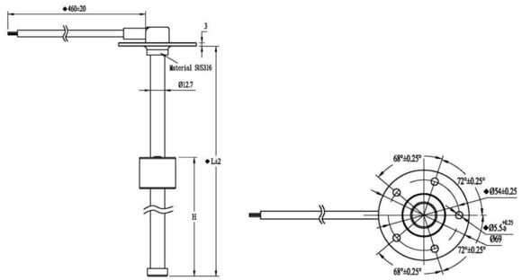 Sensor Osculati Vertical level sensor 10/180 Ohm 20 cm Sensor - 5