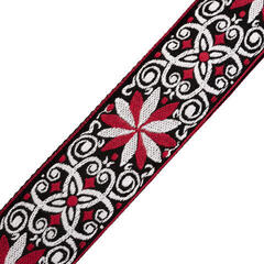 Textile guitar strap Levy's Hootenanny  Textile guitar strap Red and White Floral - 2