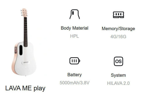 Guitare acoustique-électrique Lava Music Lava ME Play 36" Light Peach/Frost White Guitare acoustique-électrique (Comme neuf) - 7