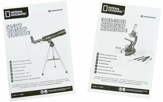 Telescope Bresser National Geographic Set: 50/360 AZ Tele and 300x-1200x Micro - 8