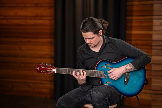 Classical Guitar with Preamp Ortega RTPDLX-FMA-L 4/4 Flamed Maple Blue Classical Guitar with Preamp - 15