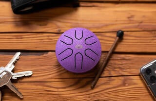 Tongue Drum Meinl Pocket Steel 3" A Major 440hz Lotus Flower/Purple Tongue Drum - 4