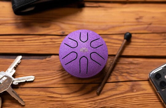 Tongue Drum Meinl Pocket Steel 3" A Major 440hz Lotus Flower/Purple Tongue Drum - 5
