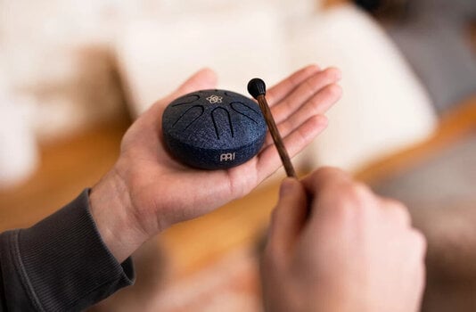 Tongue Drum Meinl Pocket Steel 3" A Major 440hz Venus Flower/Navy Blue Tongue Drum - 8