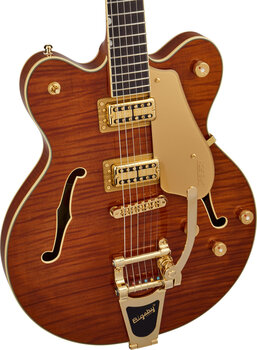 Semi-Acoustic Guitar Gretsch Electromatic Flame Okoume Broadkaster DC Bigsby RW Roundup Orange Semi-Acoustic Guitar - 3