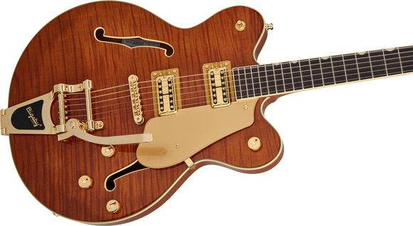 Semi-Acoustic Guitar Gretsch Electromatic Flame Okoume Broadkaster DC Bigsby RW Roundup Orange Semi-Acoustic Guitar - 4