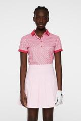 Tricou polo J.Lindeberg Tour Tech Print Geo Pink - 1