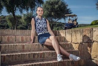 Camisa pólo Callaway Abstract Floral Sleeveless Womens Peacoat - 5
