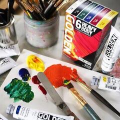Acrylic Paint Golden Artist Colors Heavy Body Essentials Set of Acrylic Paints 6 x 59 ml - 5