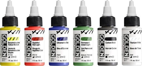 Culoare acrilică Golden Artist Colors High Flow Intro Set de vopsele acrilice 6 x 30 ml - 2