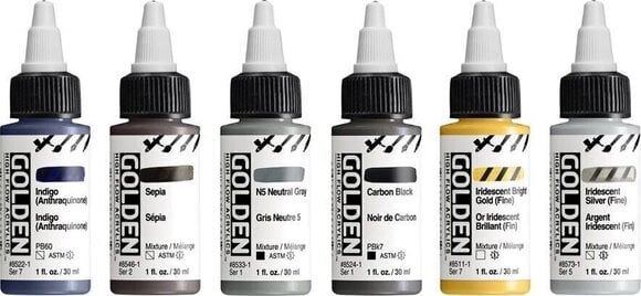 Culoare acrilică Golden Artist Colors High Flow Drawing & Lettering Set de vopsele acrilice 6 x 30 ml - 2