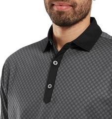 Polo Shirt Footjoy Checker Print Lisle Mens Black/White - 2