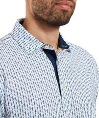 Poloshirt Footjoy Figure Print Lisle Mens White/Navy - 2