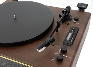 Turntable Latone Retro Record Player with Dust Cover Brown Turntable - 3