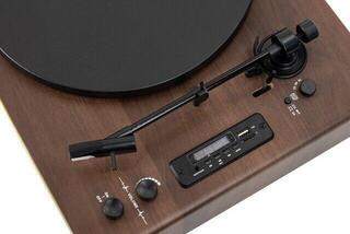 Turntable Latone Retro Record Player with Dust Cover Brown Turntable - 4
