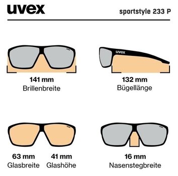 Okulary sportowe UVEX Sportstyle 233 Polarised Black Matt/Polavison Mirror Green Okulary sportowe - 5