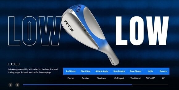 Golf Club - Wedge Cleveland RTZ Tour Satin Full Face Golf Club - Wedge Right Handed Steel 60° 08° Wedge Flex - 19