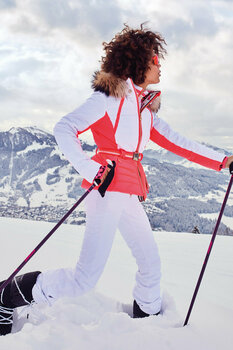 Skijakke Sportalm Kelly Womens Jacket with Hood and Fur Neon Pink 34 - 7