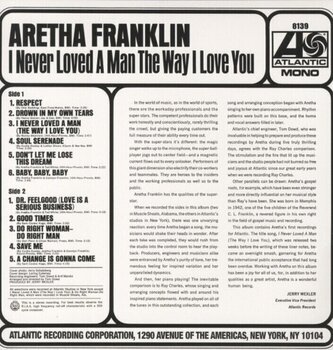 Vinylplade Aretha Franklin - I Never Loved A Man... (LP) - 3