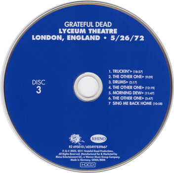 Glazbene CD Grateful Dead - Lyceum Theatre London • England 5/26/72 (4 CD) - 4