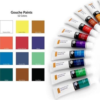 Tintas de guache Royal & Langnickel GOU12 Set of Gouache Paints 12 x 12 ml 14 Peças - 4