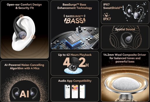 Drahtlose Ohrbügel-Kopfhörer EarFun OpenJump Black Drahtlose Ohrbügel-Kopfhörer - 19