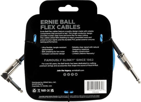 Instrumentalni kabel Ernie Ball Flex 3 m Ravni - Kotni Instrumentalni kabel - 2