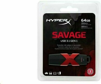 Κλειδί USB Kingston 64GB HyperX Savage USB 3.1 Gen 1 Flash Drive - 3