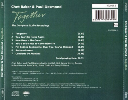 Muzički CD Chet Baker & Paul Desmond - Together: the Complete Studio Recordings (CD) - 3