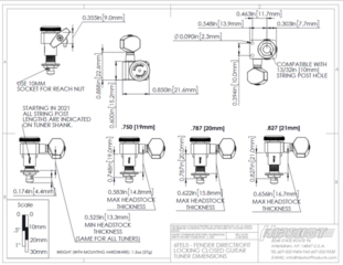 Ladící mechanika pro kytaru Hipshot 6K1FELOG Gold Ladící mechanika pro kytaru - 2