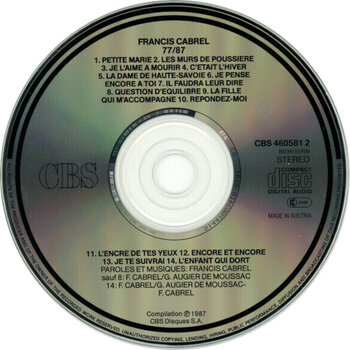 Music CD Francis Cabrel - 77/87 (CD) - 2