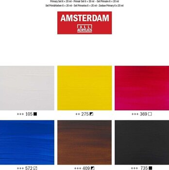 Боя за стъкло Amsterdam Relief Комплект цветове за стъкло Primary 6 x 20 ml - 2