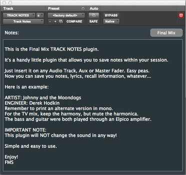 Effect Plug-In Final Mix Software Track Notes III (Digital product) - 2