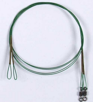 Angelschnur Mivardi Wire Leader Swivel/Loop Green 9 kg 45 cm - 2