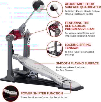 Einfache Fußmaschine Pearl P-1030R Eliminator Solo Red Einfache Fußmaschine - 9