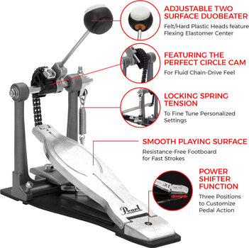 Pedal único Pearl P-1030 Eliminator Solo Black Pedal único - 12