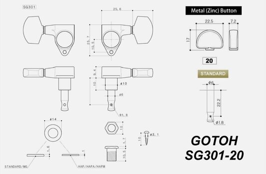 Guitar Tuning Machines Gotoh SG301 20 L3+R3 Gold Guitar Tuning Machines - 3