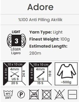 Pletilna preja Yarn Art Adore 333 Light Pink Pletilna preja - 4