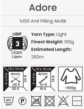 Pređa za pletenje Yarn Art Adore 368 Grey Purple Pređa za pletenje - 4