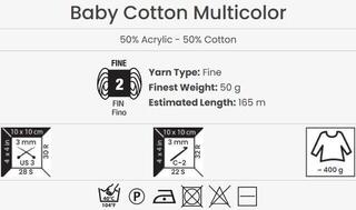 Strickgarn Yarn Art Baby Cotton Multicolor 5202 Grey White Strickgarn - 3